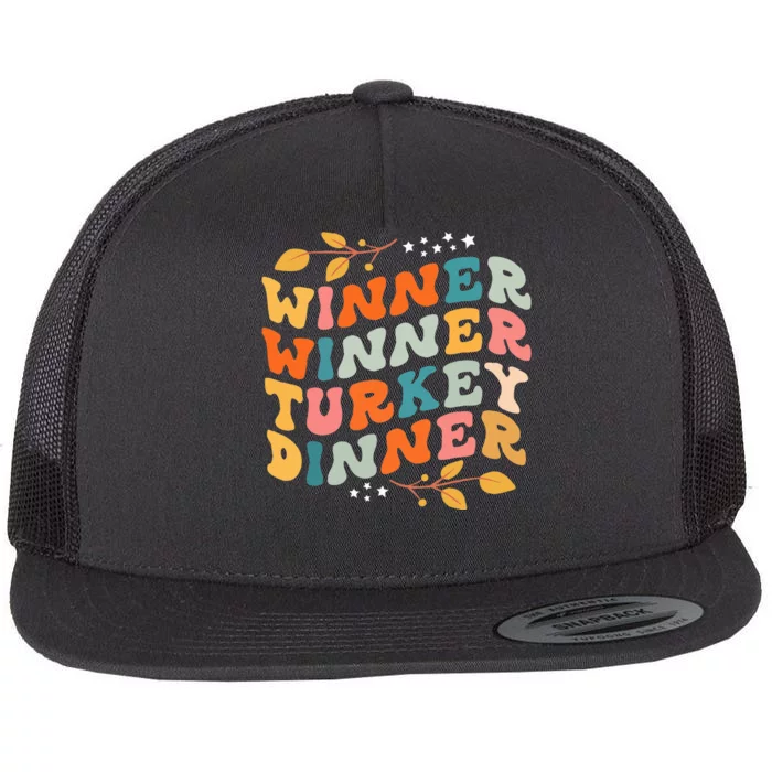 Winner Winner Turkey Dinner Retro Thanksgiving Fall Outfits Flat Bill Trucker Hat