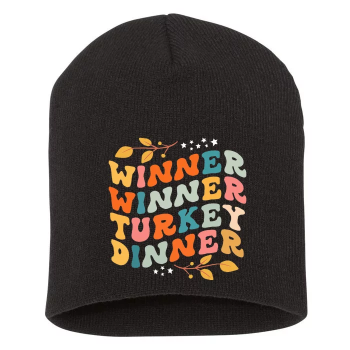 Winner Winner Turkey Dinner Retro Thanksgiving Fall Outfits Short Acrylic Beanie