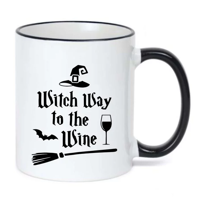 Witch Way To The Wine Funny Wine Drinking Gift Idea Black Color Changing Mug