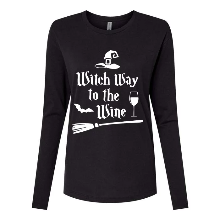 Witch Way To The Wine Funny Wine Drinking Gift Idea Womens Cotton Relaxed Long Sleeve T-Shirt