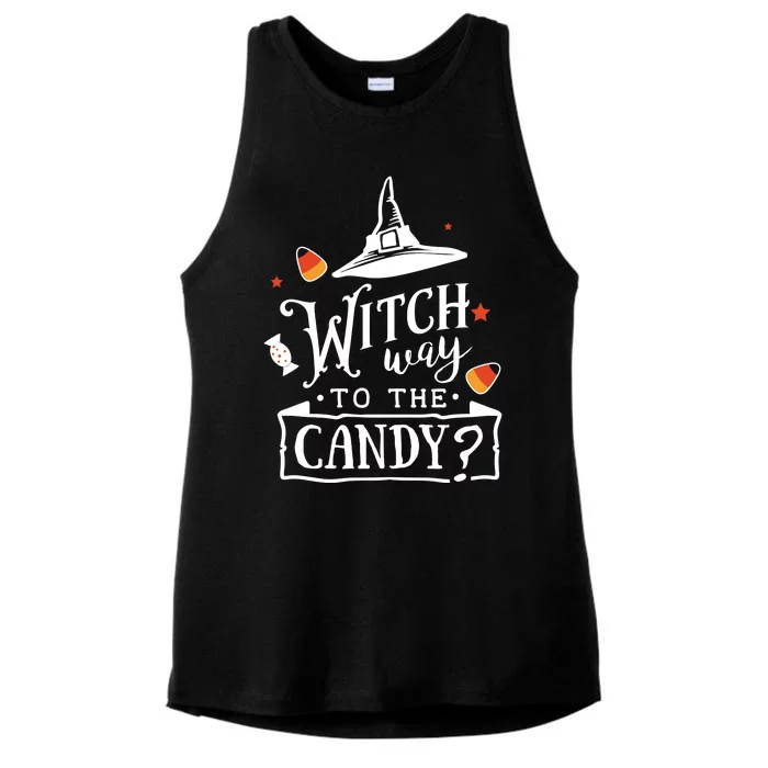 Witch Way To The Candy? Ladies Tri-Blend Wicking Tank