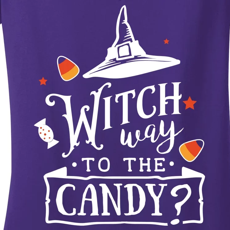 Witch Way To The Candy? Women's V-Neck T-Shirt