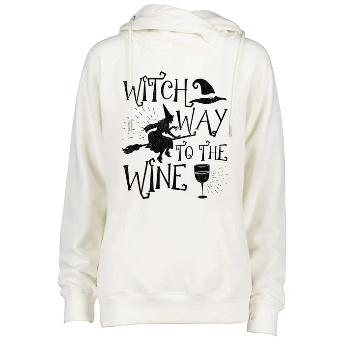 Witch Way To The Wine Witch Halloween Cute Gift Womens Funnel Neck Pullover Hood