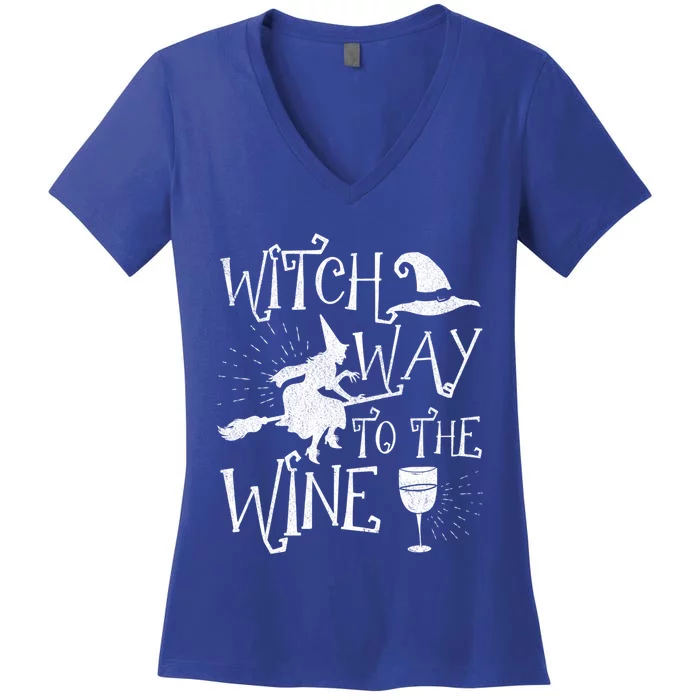 Witch Way To The Wine Witch Halloween Cute Gift Women's V-Neck T-Shirt