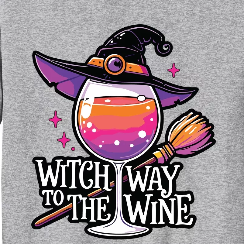 Witch Way To The Wine Halloween Witch Hat And Wine Glass Long Sleeve Tall Sweatshirt