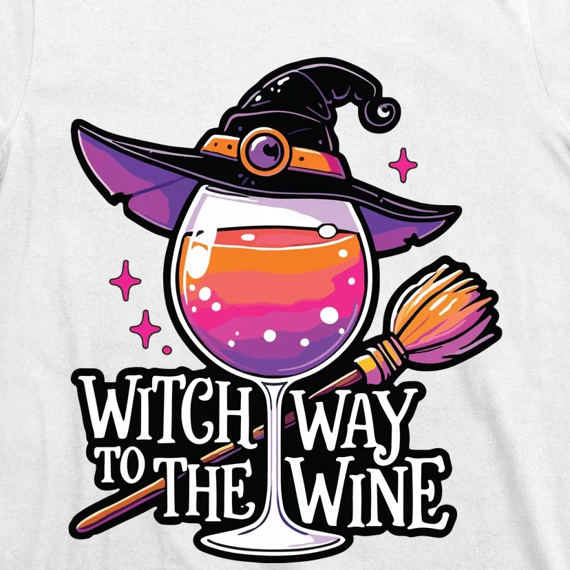 Witch Way To The Wine Halloween Witch Hat And Wine Glass Long Sleeve T-Shirt