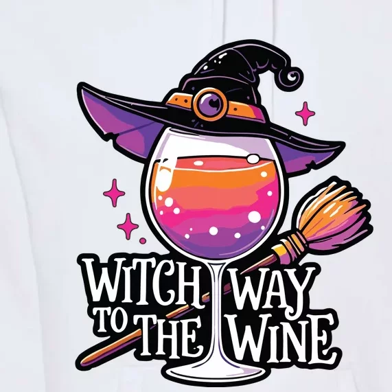 Witch Way To The Wine Halloween Witch Hat And Wine Glass Long Sleeve Premium Hoodie