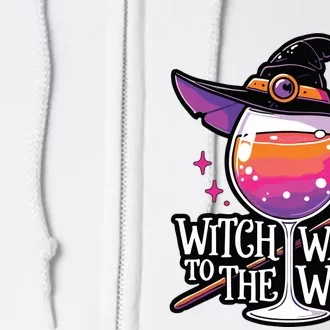 Witch Way To The Wine Halloween Witch Hat And Wine Glass Long Sleeve Full Zip Hoodie