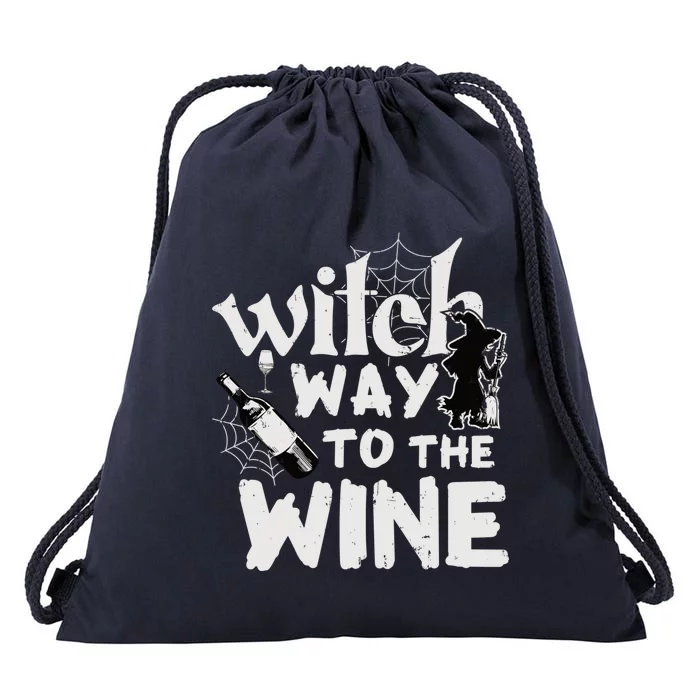 Witch Way To The Wine Funny And Halloween Funny Gift Drawstring Bag