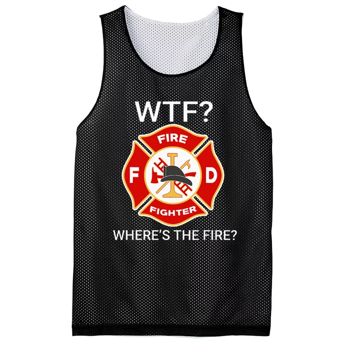 Wtf WhereS The Fire Funny Firefighter Mesh Reversible Basketball Jersey Tank