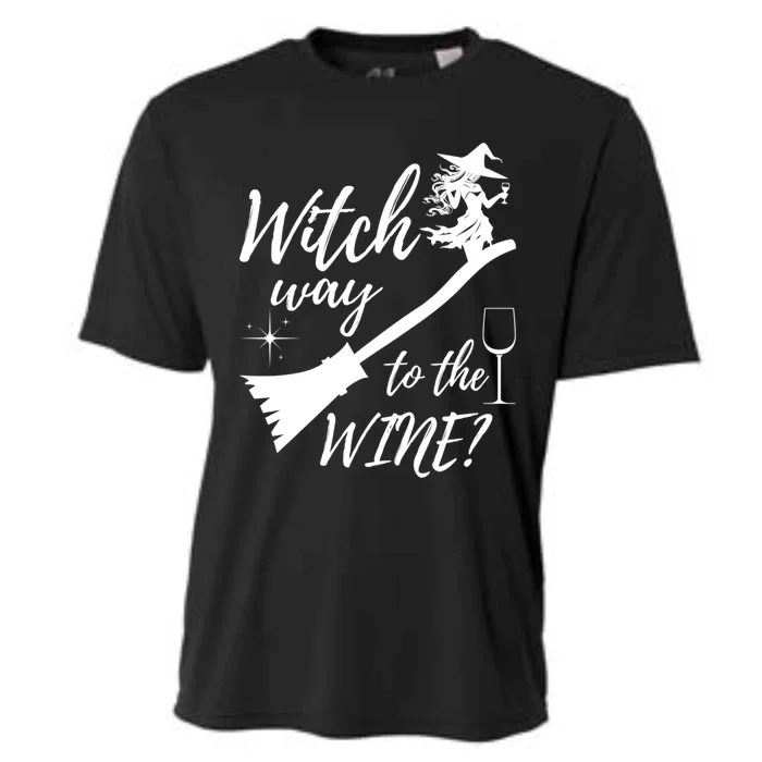 Witch Way To Wine Spooky Graphic Halloween Ing Graphic Meaningful Gift Cooling Performance Crew T-Shirt