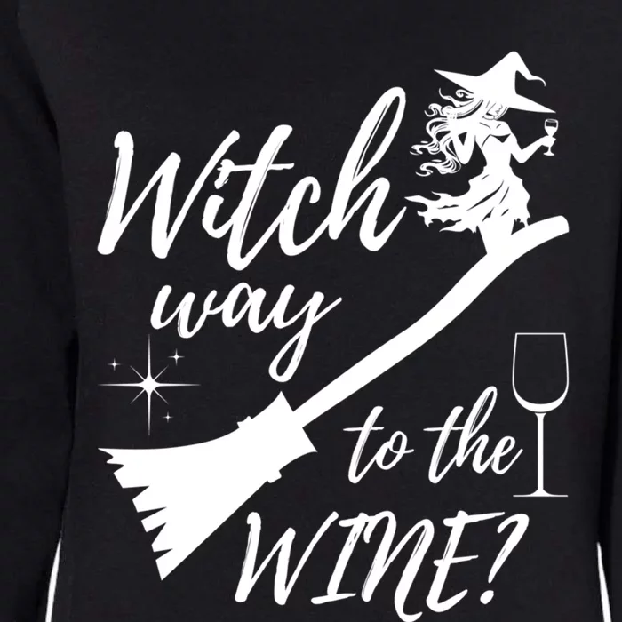 Witch Way To Wine Spooky Graphic Halloween Ing Graphic Meaningful Gift Womens California Wash Sweatshirt