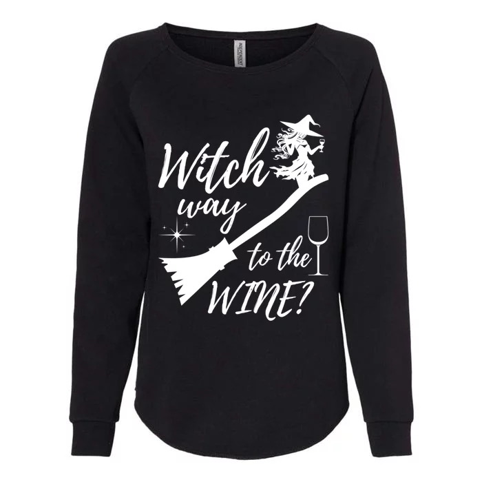 Witch Way To Wine Spooky Graphic Halloween Ing Graphic Meaningful Gift Womens California Wash Sweatshirt