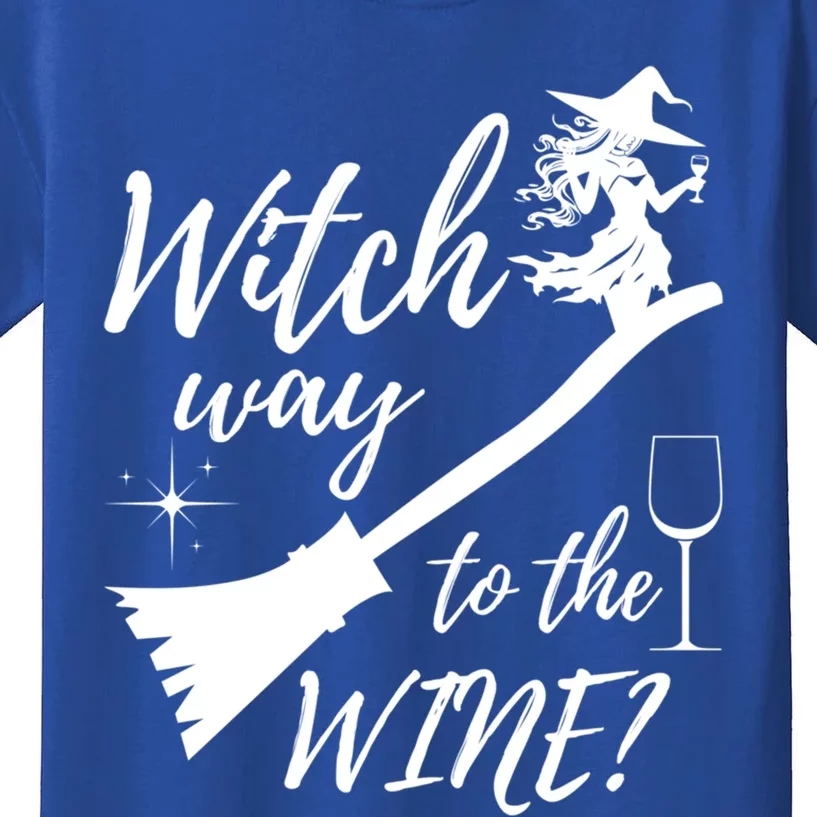 Witch Way To Wine Spooky Graphic Halloween Ing Graphic Meaningful Gift Kids T-Shirt