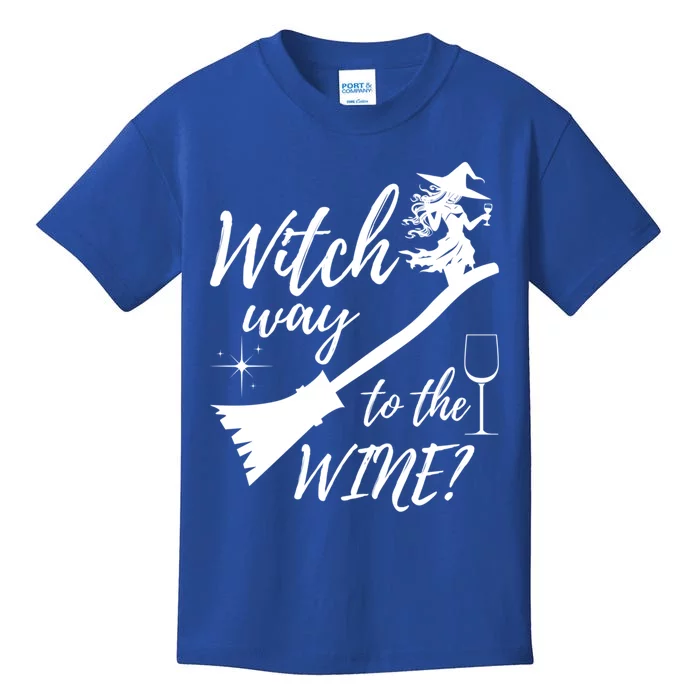 Witch Way To Wine Spooky Graphic Halloween Ing Graphic Meaningful Gift Kids T-Shirt