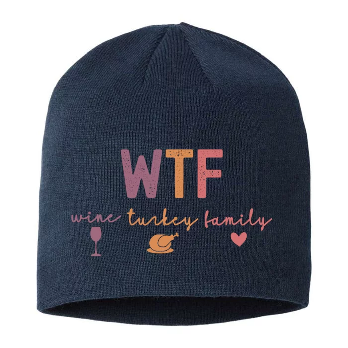 Wtf Wine Turkey Family Funny Thanksgiving 8 1/2in Sustainable Knit Beanie