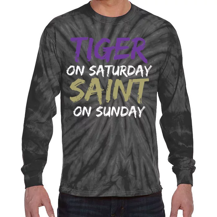 Weekend Warrior Tiger vs. Saint Tie-Dye Long Sleeve Shirt