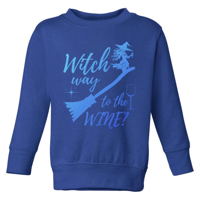 Witch Way To Wine Spooky Graphic Halloween Ing Graphic Meaningful Gift Toddler Sweatshirt