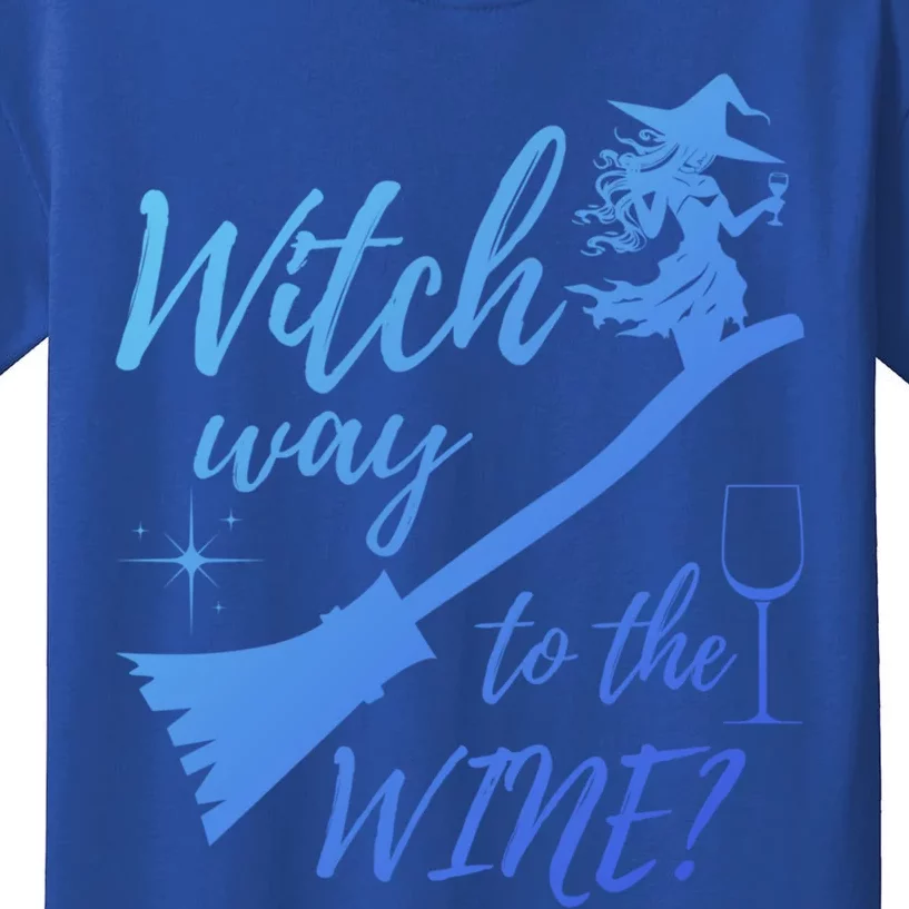 Witch Way To Wine Spooky Graphic Halloween Ing Graphic Meaningful Gift Kids T-Shirt