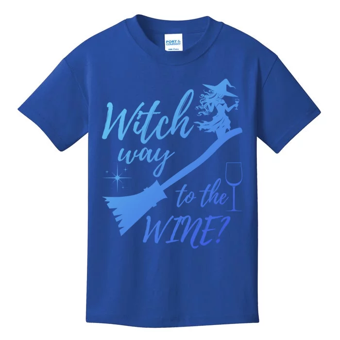 Witch Way To Wine Spooky Graphic Halloween Ing Graphic Meaningful Gift Kids T-Shirt