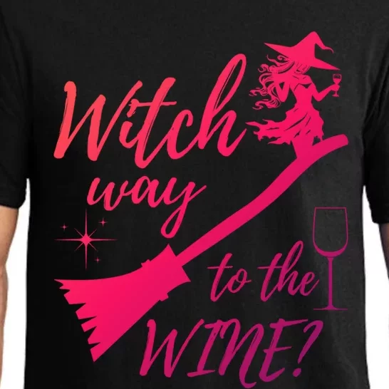 Witch Way To Wine Spooky Graphic Halloween Ing Graphic Meaningful Gift Pajama Set