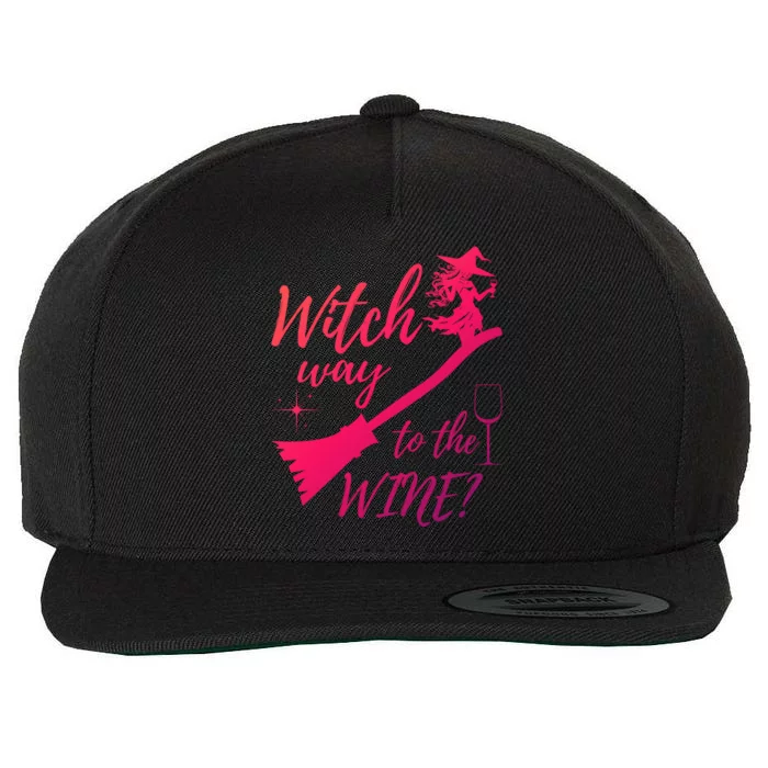 Witch Way To Wine Spooky Graphic Halloween Ing Graphic Meaningful Gift Wool Snapback Cap