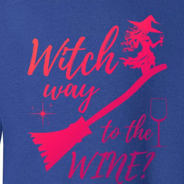 Witch Way To Wine Spooky Graphic Halloween Ing Graphic Meaningful Gift Toddler Sweatshirt