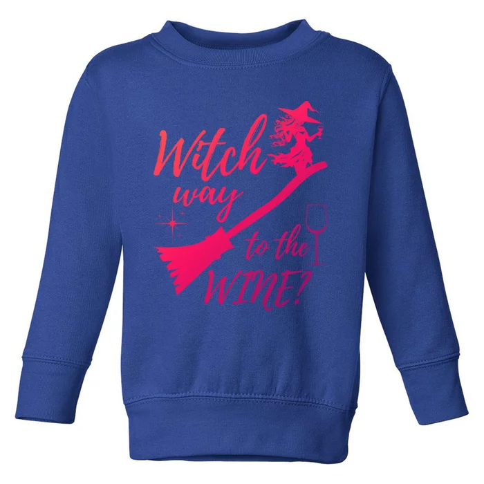 Witch Way To Wine Spooky Graphic Halloween Ing Graphic Meaningful Gift Toddler Sweatshirt