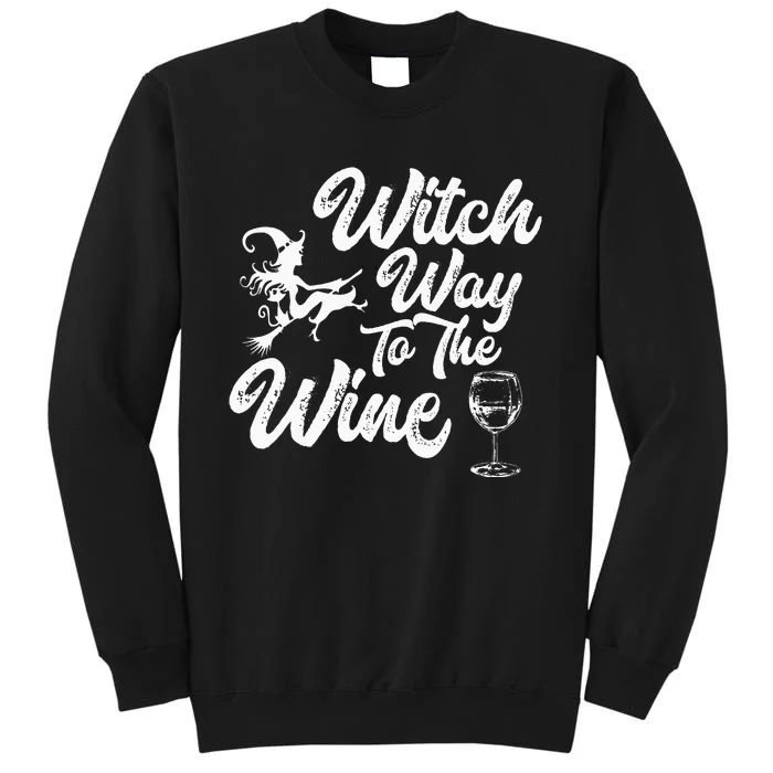 Witch Way To The Wine Funny Halloween Wine Lovers Witch Pun Sweatshirt