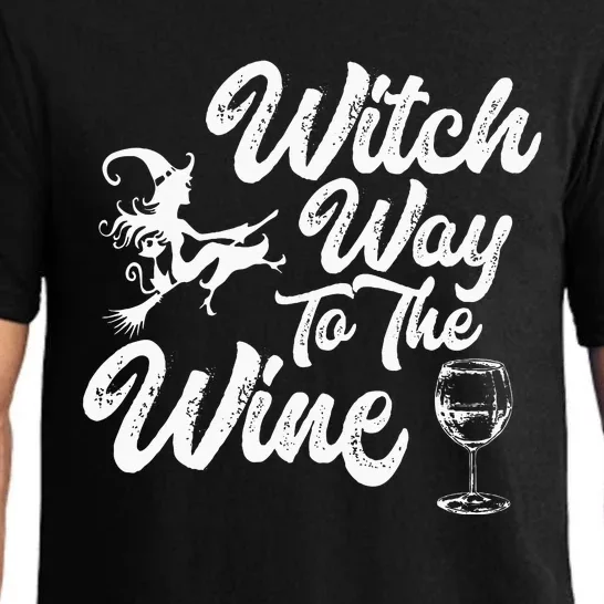 Witch Way To The Wine Funny Halloween Wine Lovers Witch Pun Pajama Set