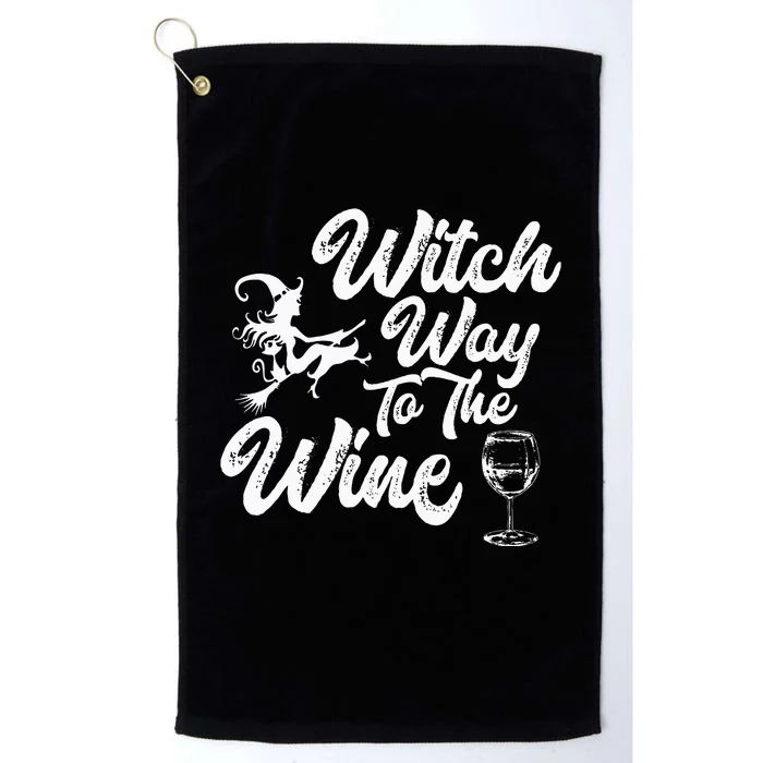 Witch Way To The Wine Funny Halloween Wine Lovers Witch Pun Platinum Collection Golf Towel