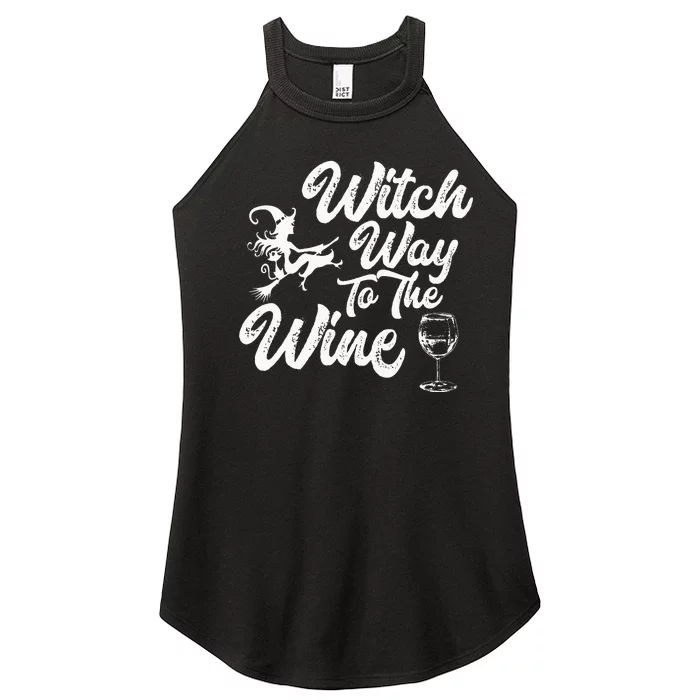 Witch Way To The Wine Funny Halloween Wine Lovers Witch Pun Women’s Perfect Tri Rocker Tank