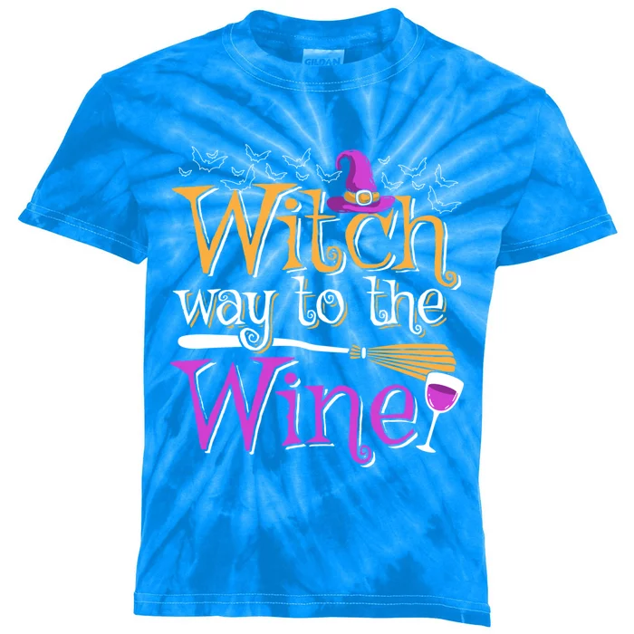 Witch Way To The Wine Ing Pun Halloween Lover Gift Cute Gift Kids Tie-Dye T-Shirt