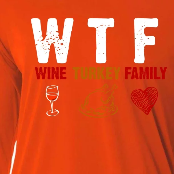 WTF Wine Turkey Family Thanksgiving Dinner Cooling Performance Long Sleeve Crew