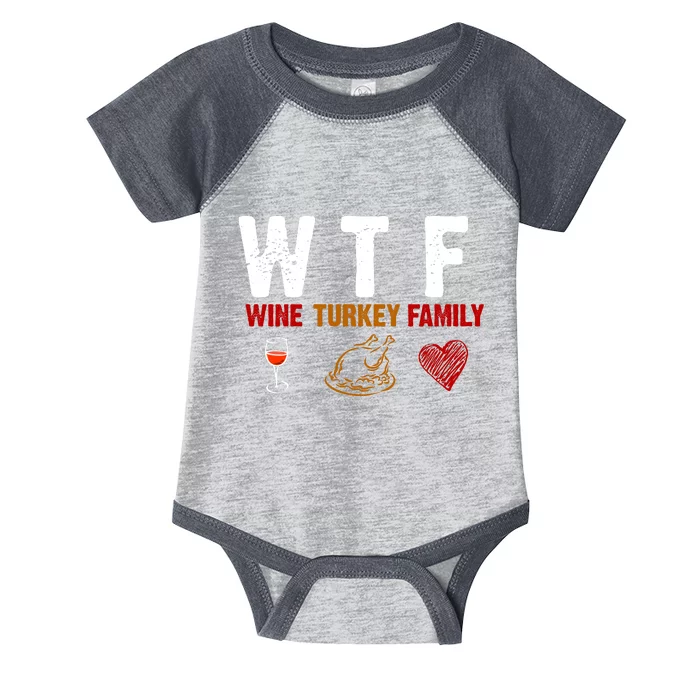 WTF Wine Turkey Family Thanksgiving Dinner Infant Baby Jersey Bodysuit