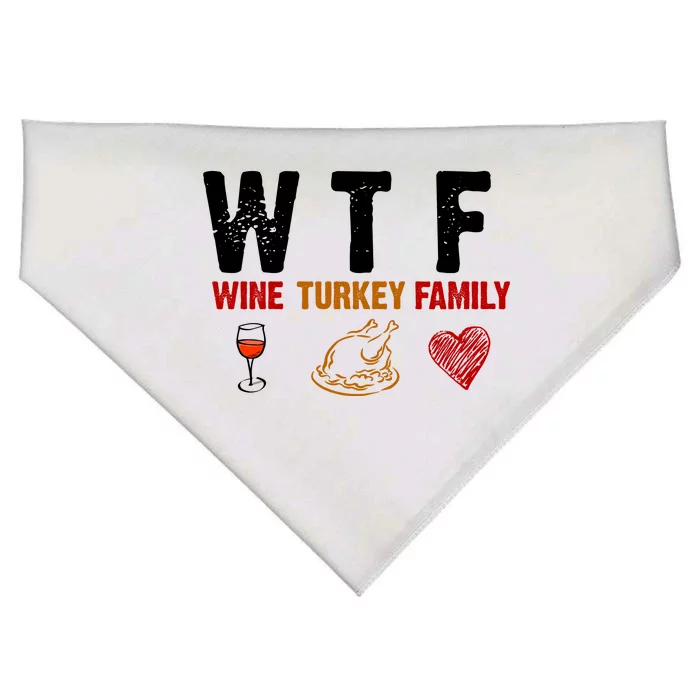 WTF Wine Turkey Family Thanksgiving Dinner USA-Made Doggie Bandana