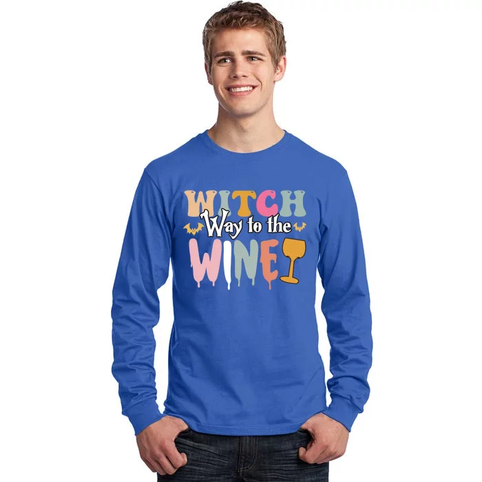 Witch Way To The Wine Funny Halloween Party Design Gift Tall Long Sleeve T-Shirt