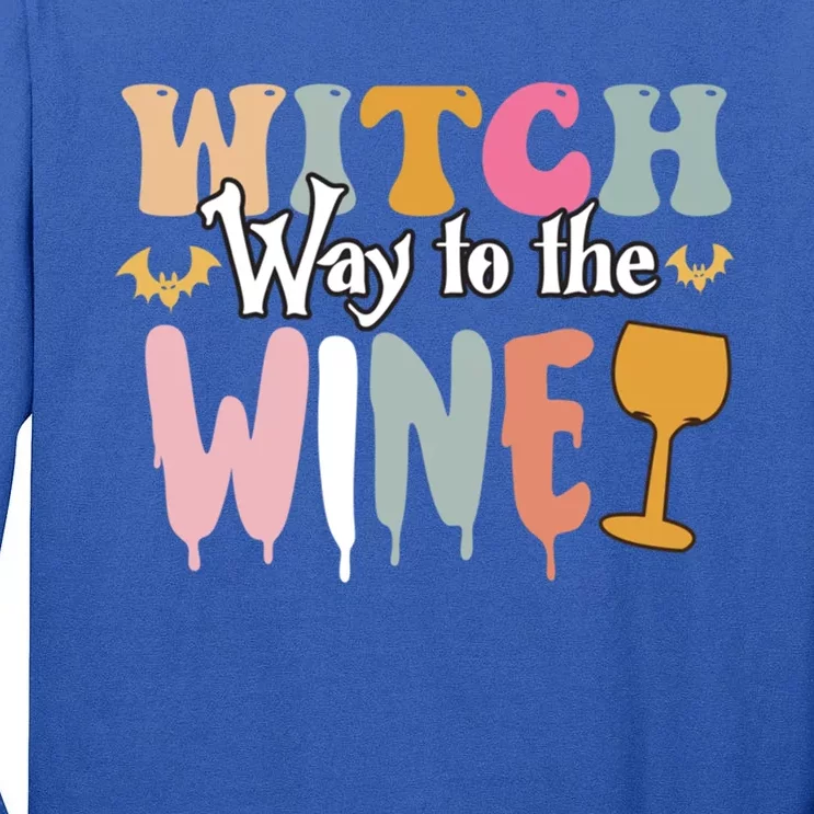 Witch Way To The Wine Funny Halloween Party Design Gift Tall Long Sleeve T-Shirt