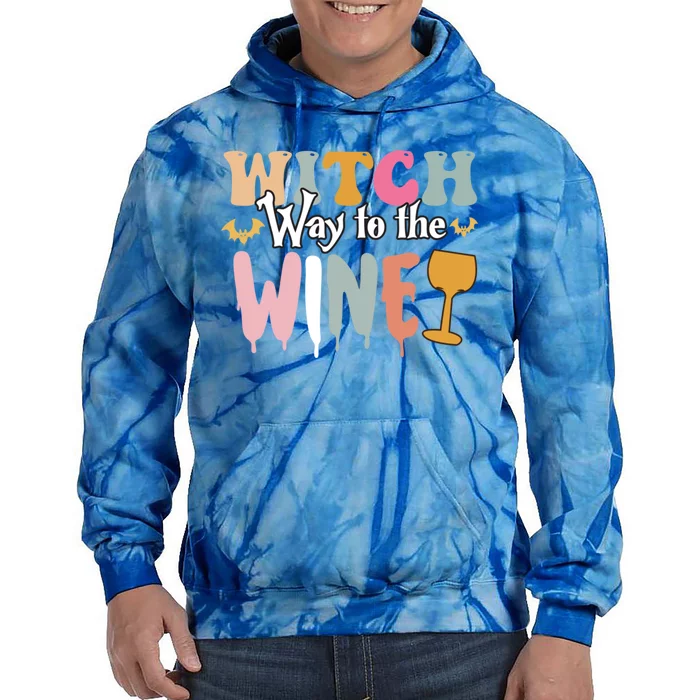 Witch Way To The Wine Funny Halloween Party Design Gift Tie Dye Hoodie