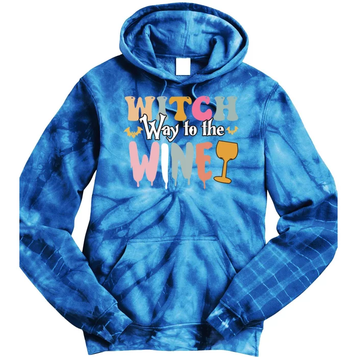 Witch Way To The Wine Funny Halloween Party Design Gift Tie Dye Hoodie