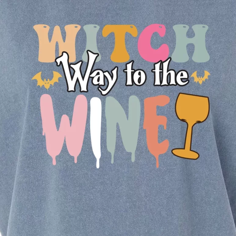 Witch Way To The Wine Funny Halloween Party Design Gift Garment-Dyed Women's Muscle Tee