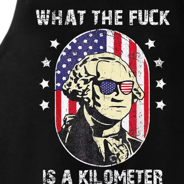 WTF What The Fuck Is A Kilometer George Washington Ladies Tri-Blend Wicking Tank