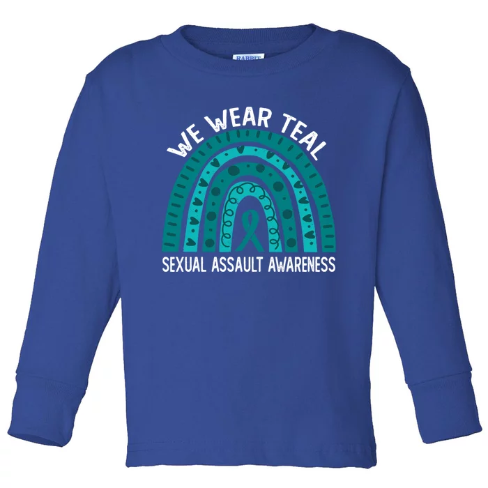 We Wear Teal For Sexual Assault Awareness Gift Toddler Long Sleeve Shirt