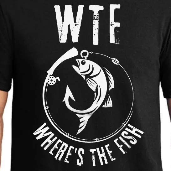 Wtf WhereS The Fish Funny Fishing Design Pajama Set