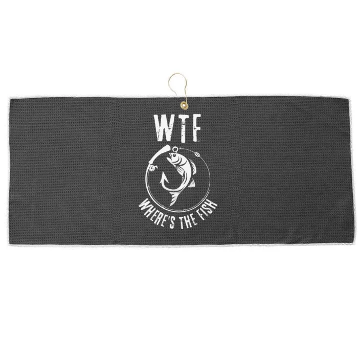 Wtf WhereS The Fish Funny Fishing Design Large Microfiber Waffle Golf Towel