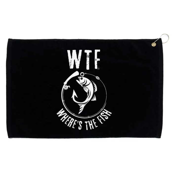 Wtf WhereS The Fish Funny Fishing Design Grommeted Golf Towel