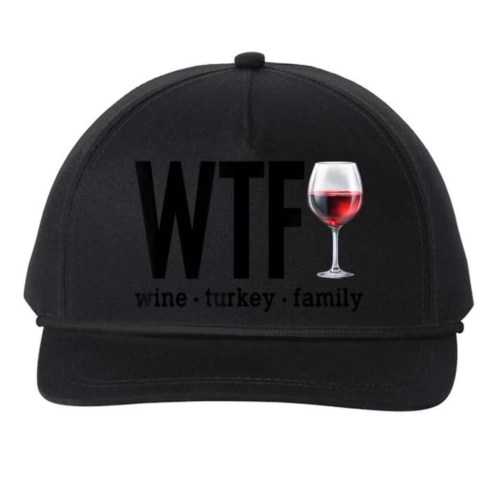 Wtf Wine Turkey Family Funny Thanksgiving Snapback Five-Panel Rope Hat