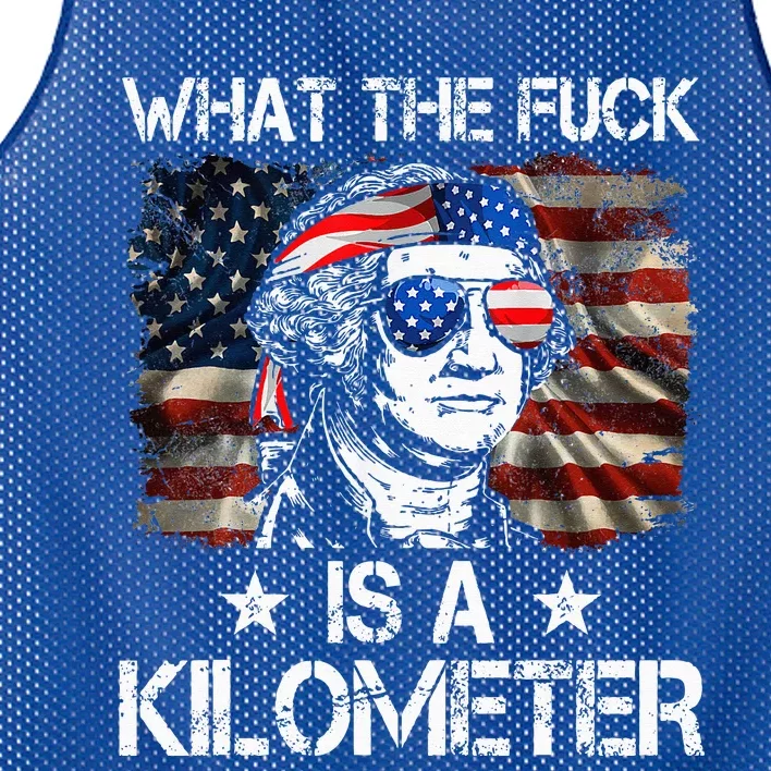 Wtf What The Fuck Is A Kilometer George Washington 4th July Mesh Reversible Basketball Jersey Tank