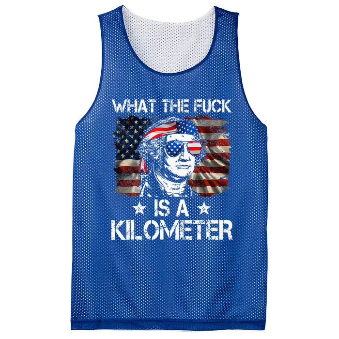 Wtf What The Fuck Is A Kilometer George Washington 4th July Mesh Reversible Basketball Jersey Tank