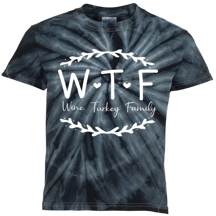 Wtf Wine Turkey Family Kids Tie-Dye T-Shirt